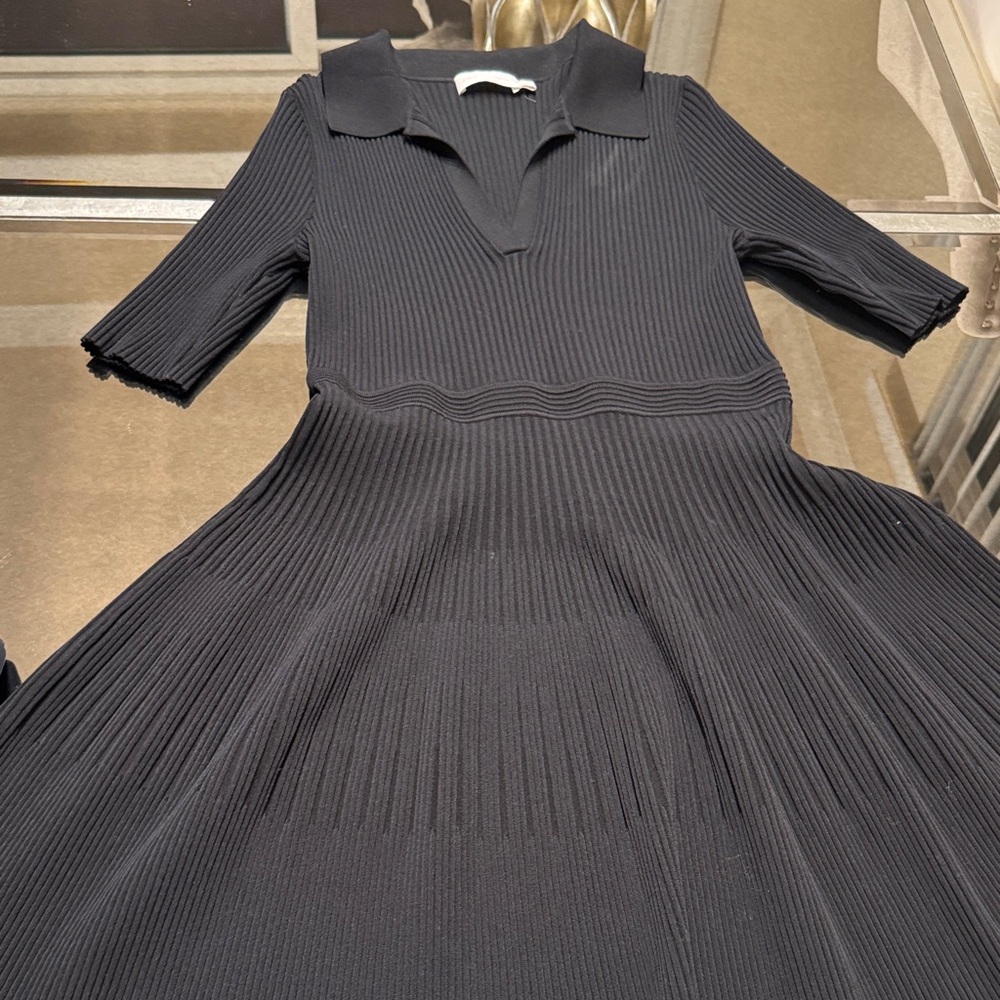 Jonathan Simkhai Black Ribbed Long Sleeve Dress